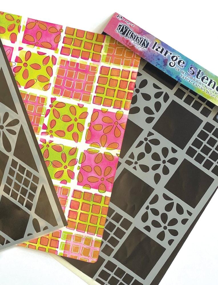 Dylusions Large 9"x12" Stencil - Square Dance