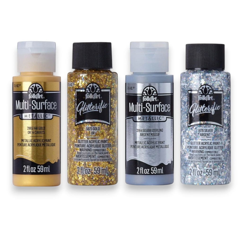 FolkArt - Metallic & Glitterific Paint Set - 4 colours (2oz) 