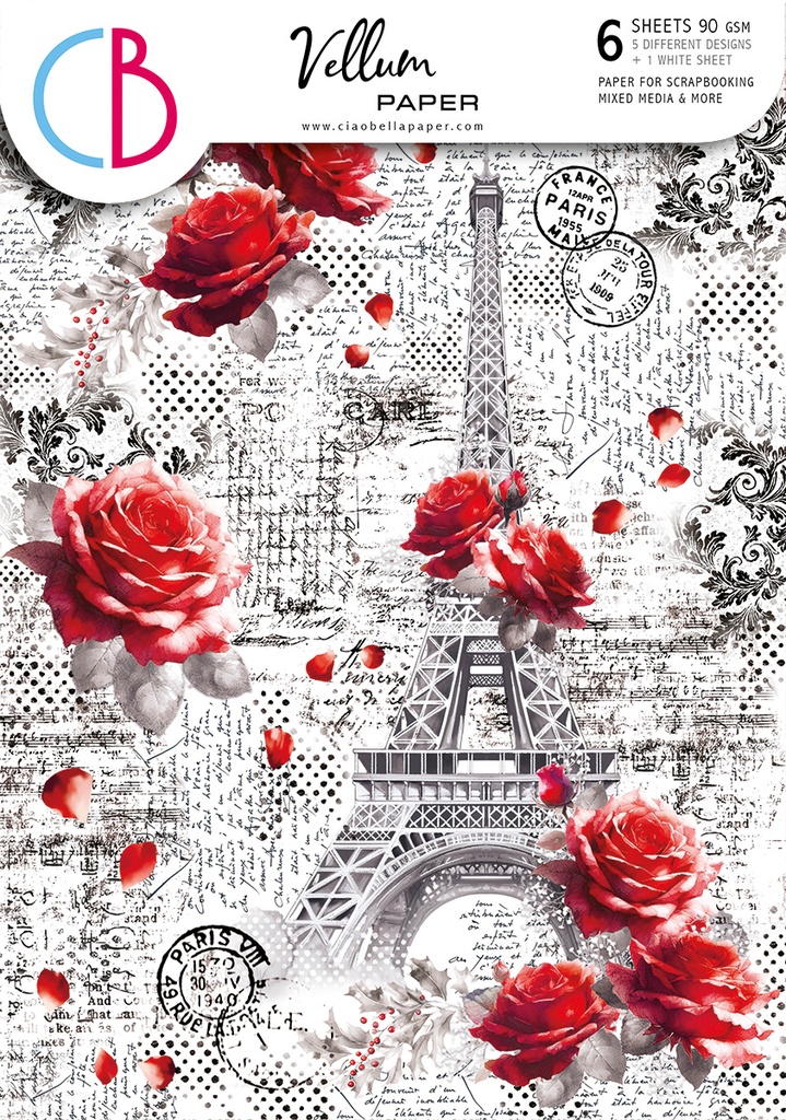 Ciao Bella Paper - Paris Je t’aime - A4 Vellum Mix 