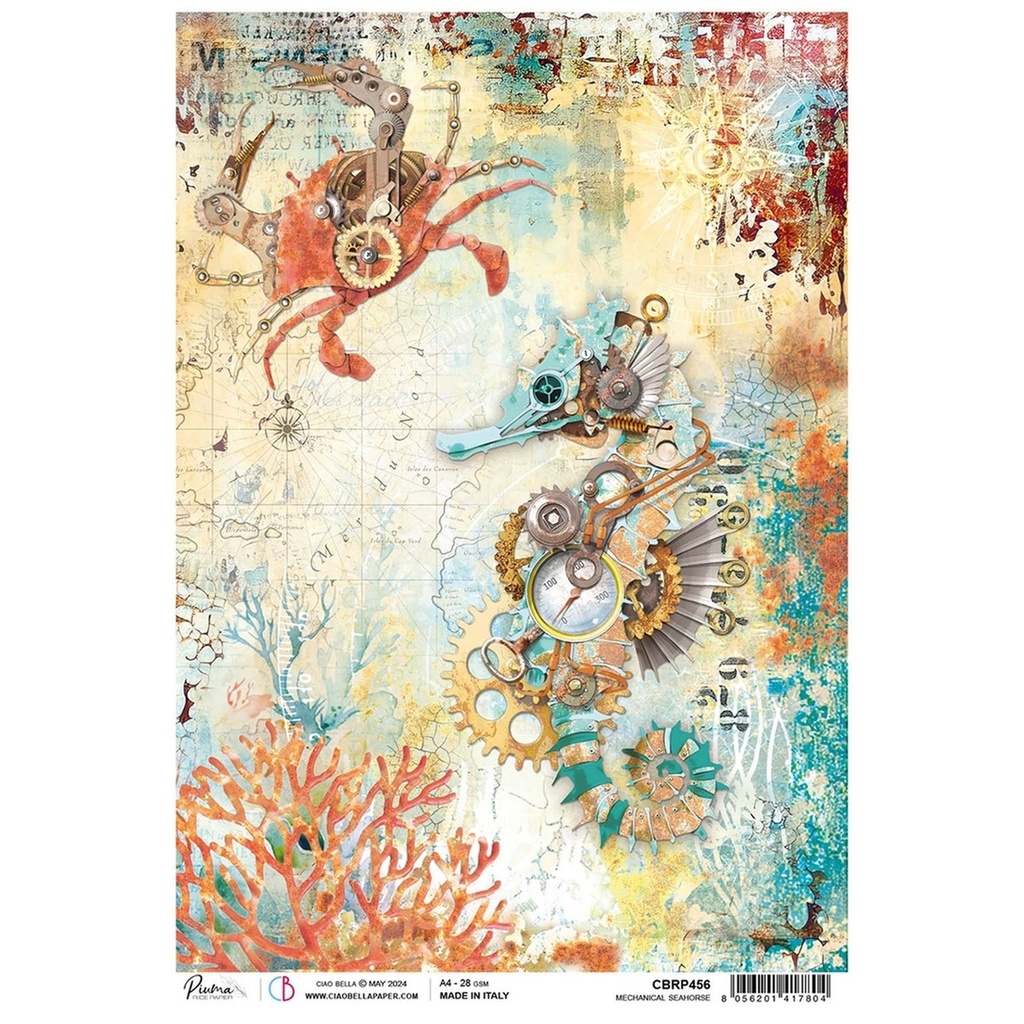 Ciao Bella Paper - Mechanical Seahorse A4 rice paper (5 Pack)