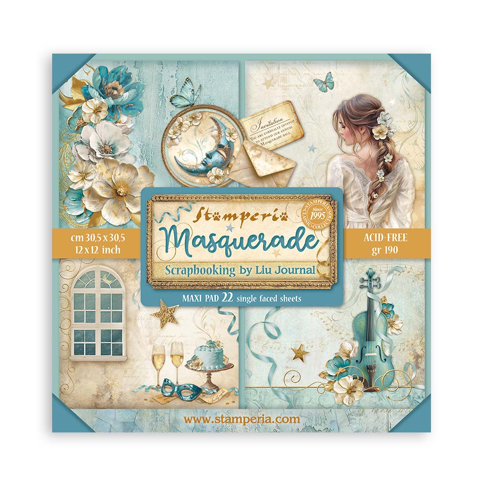 Stamperia - Masquerade - 12x12" Single Faced Scrapbooking Pad