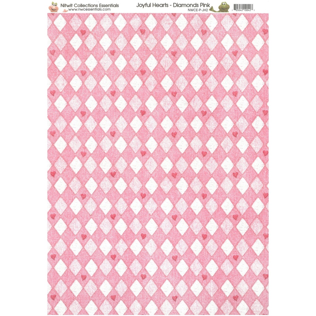 Nitwits Joyful Hearts Diamonds Pink Paper A4 pack of 10 sheets       