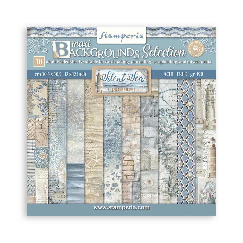 Stamperia - Silent Sea - 12"x12" Backgrounds Scrapbooking Pad