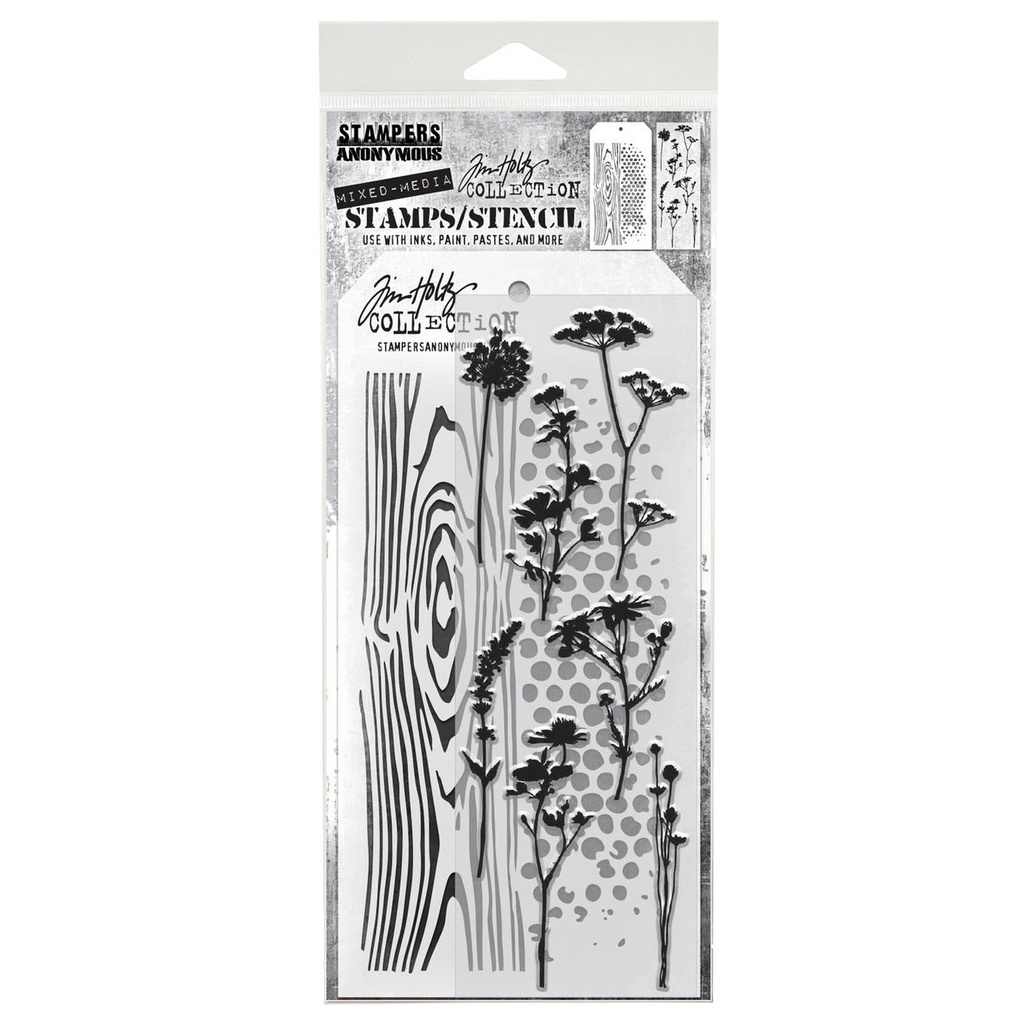 Tim Holtz Mixed-Media Stamps & Stencil Set #59 - Wildflower Silhouettes