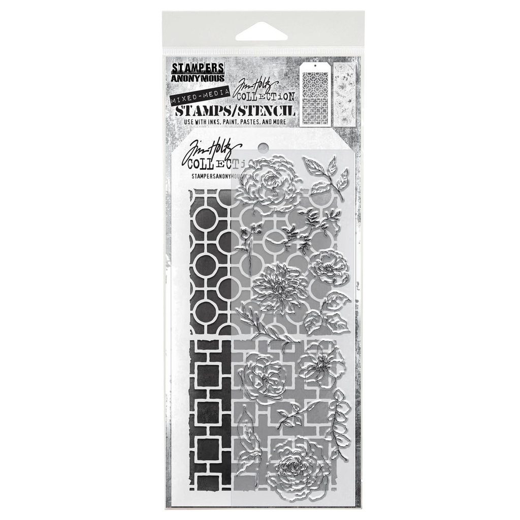 Tim Holtz Mixed-Media Stamps & Stencil Set #61- Floral Elements