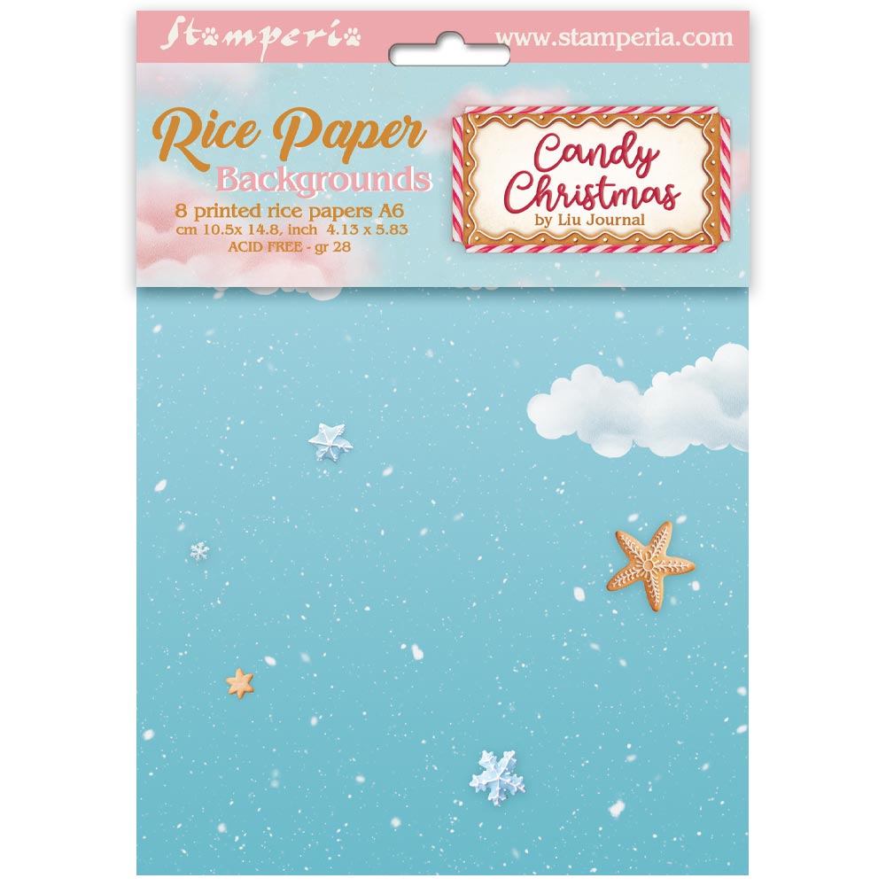 Stamperia - Candy Christmas - A6 Rice Paper Backgrounds (8 designs)
