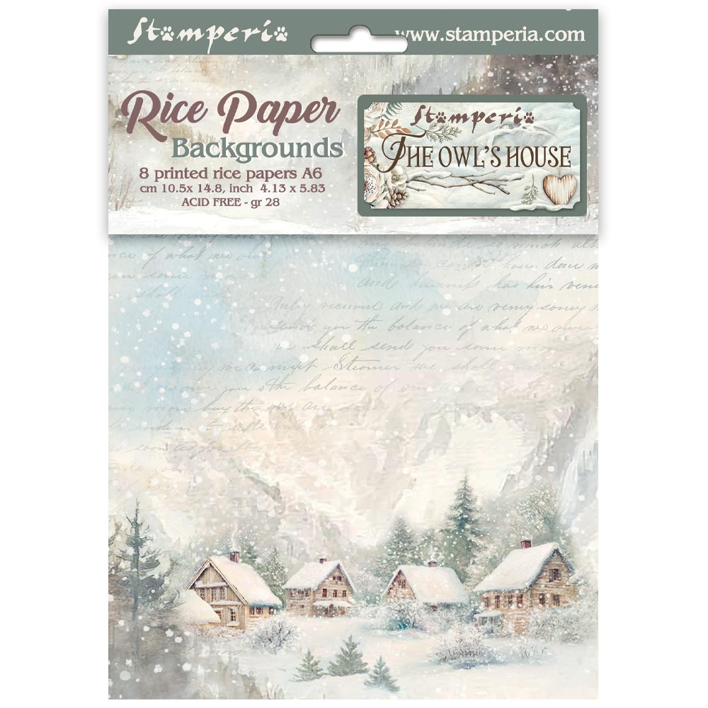 Stamperia - The Owl's House - A6 Rice Paper Backgrounds (8 designs)