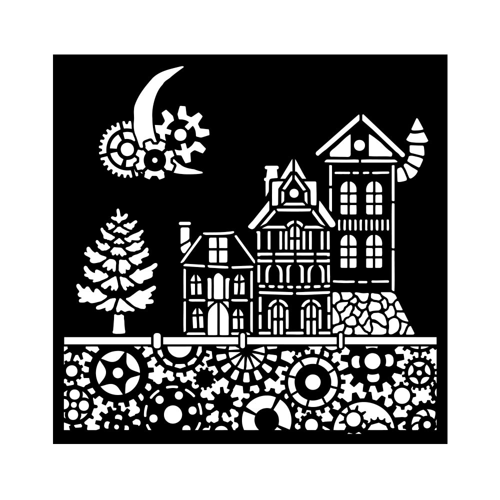 Stamperia - Gear Up for Christmas - Houses Stencil (18x18cm)