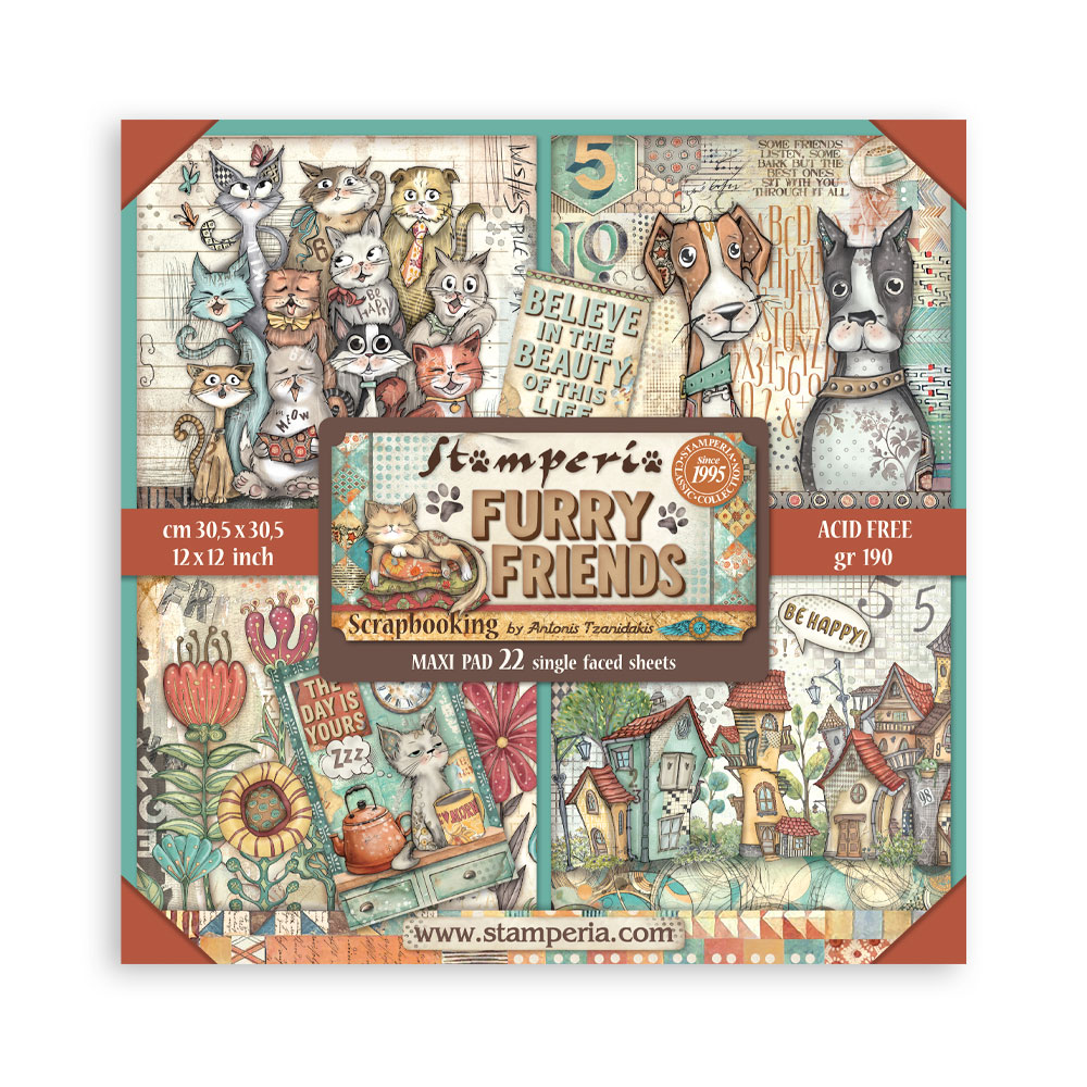Stamperia - Furry Friends - 12"x12" Single Faced Scrapbooking Pad