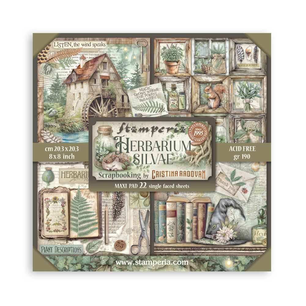 Stamperia - Herbarium Silvae - 8"x8" Single Faced Scrapbooking Pad 