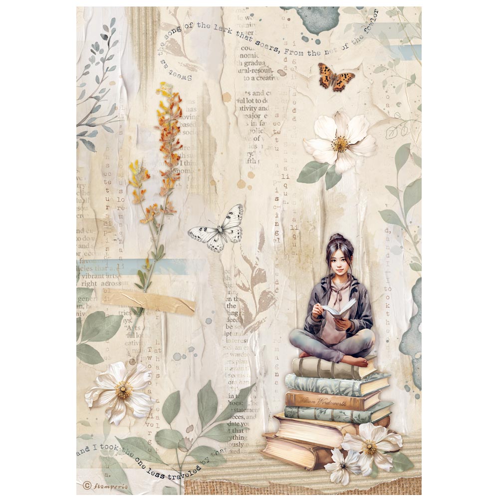 Stamperia - Secret Diary - A4 Rice Paper - Books (single sheet)