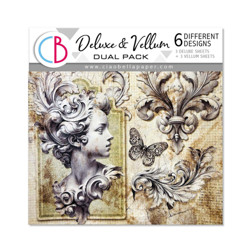 Ciao Bella Paper - Typographic - 6"x6" Deluxe & Vellum Dual Pack (6 sheets) 