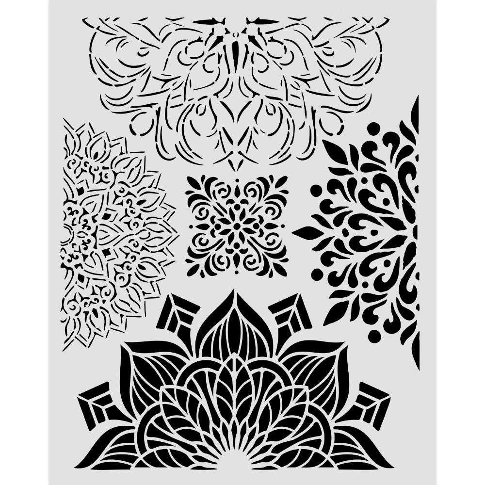Stamperia - Gardens of Time - Half Friezes Stencil (20x25cm) 