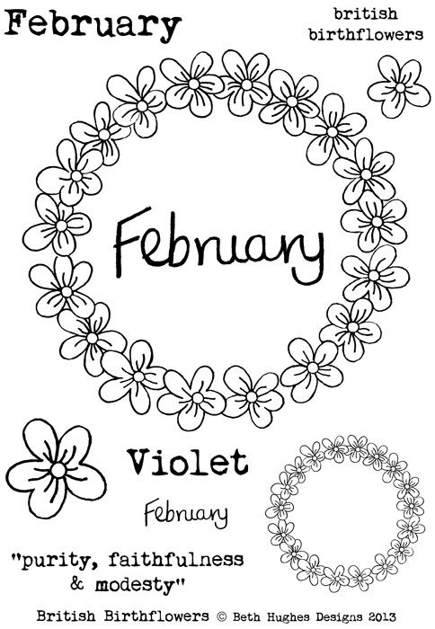 Beth Hughes - February Birth flowers stamp set