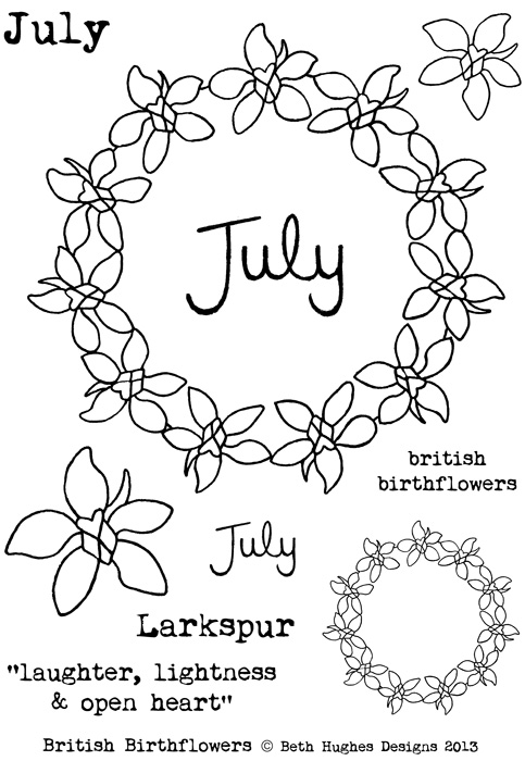 Beth Hughes - July Birth flowers stamp set