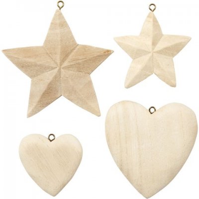 Creativ - Wood Hearts & Stars (4pcs)
