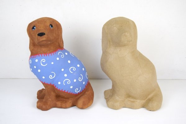 PaperMache Sitting Dog - pack of 3