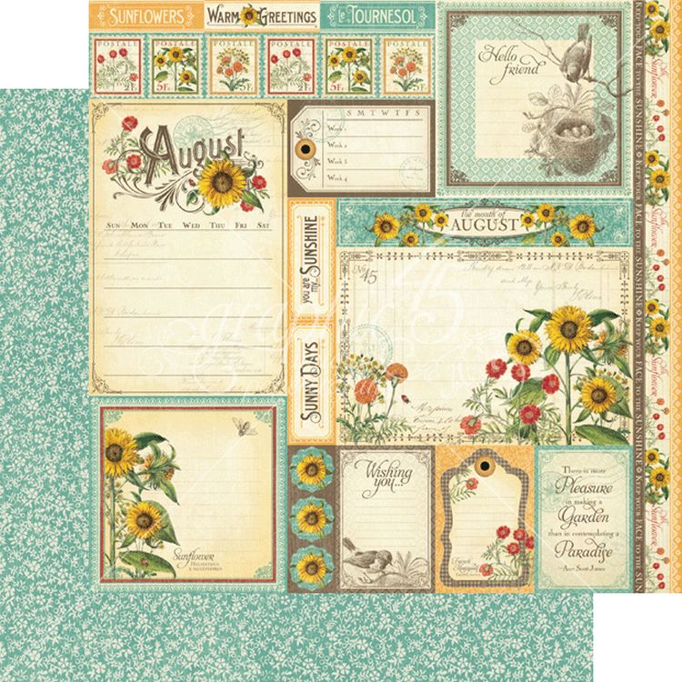 Graphic 45 - Time to Flourish - August 12"x12" Paper (x10 sheets)