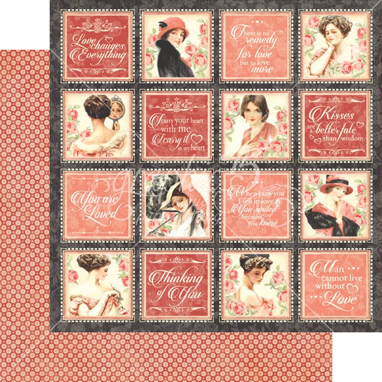 Graphic 45 - Mon Amour - Forever Mine 12"x12" Paper (x10 Sheets)