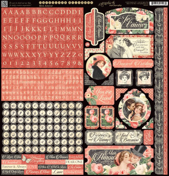 Graphic 45 - Mon Amour 12"x12" Sticker