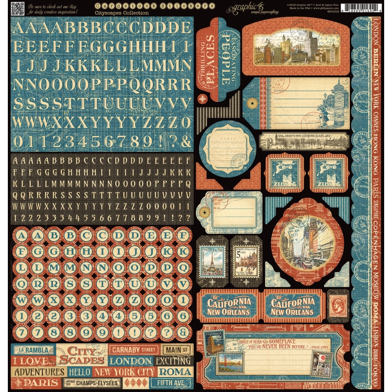 Graphic 45 - Cityscapes 12"x12" Sticker Sheet