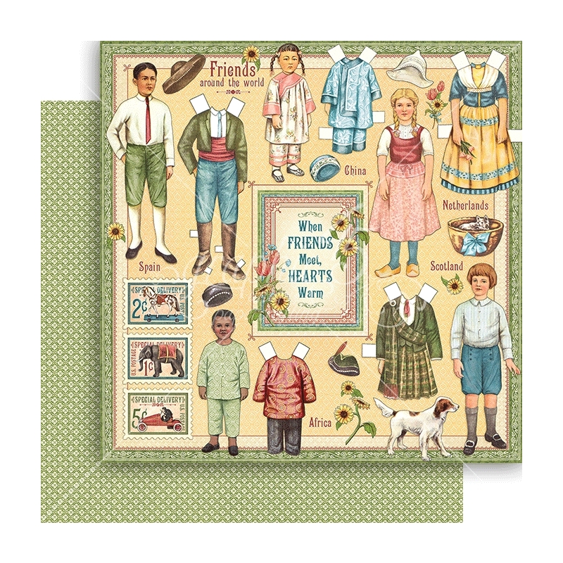 Graphic 45 - Penny's Paper Doll Family - Forever Friends 12"x12" Paper (x10 Sheets)