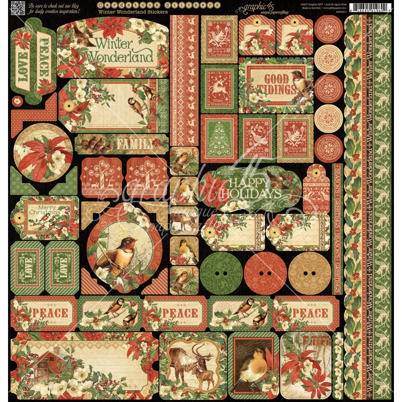 Graphic 45 - Winter Wonderland 12"x12" Stickers