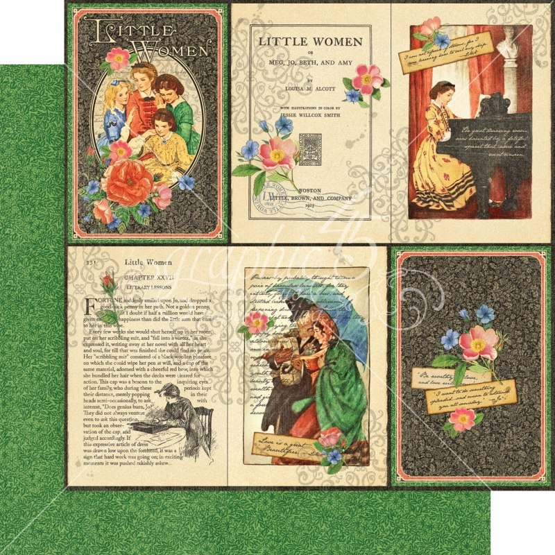 Graphic 45 - Little Women - Literary Lessons 12"x12" Paper (x10 Sheets)
