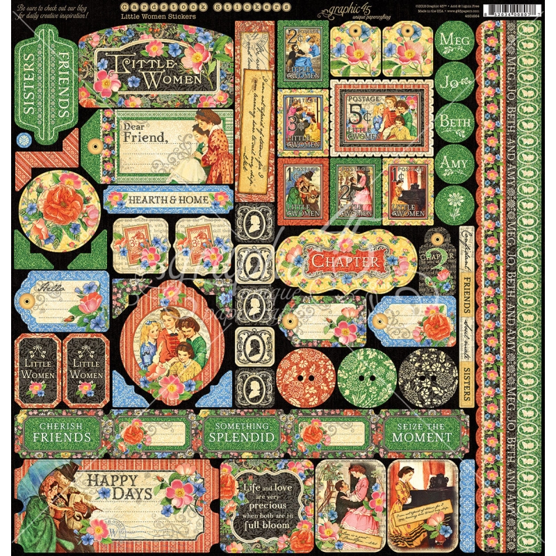 Graphic 45 - Little Women 12"x12" Stickers