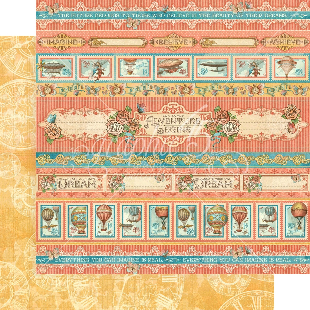 Graphic 45 - Imagine - Adventure Beckons 12"x12" Paper (x5 Sheets)