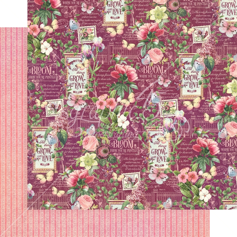 Graphic 45 - Bloom - Life is Beautiful 12"x12" Paper (x5 Sheets)