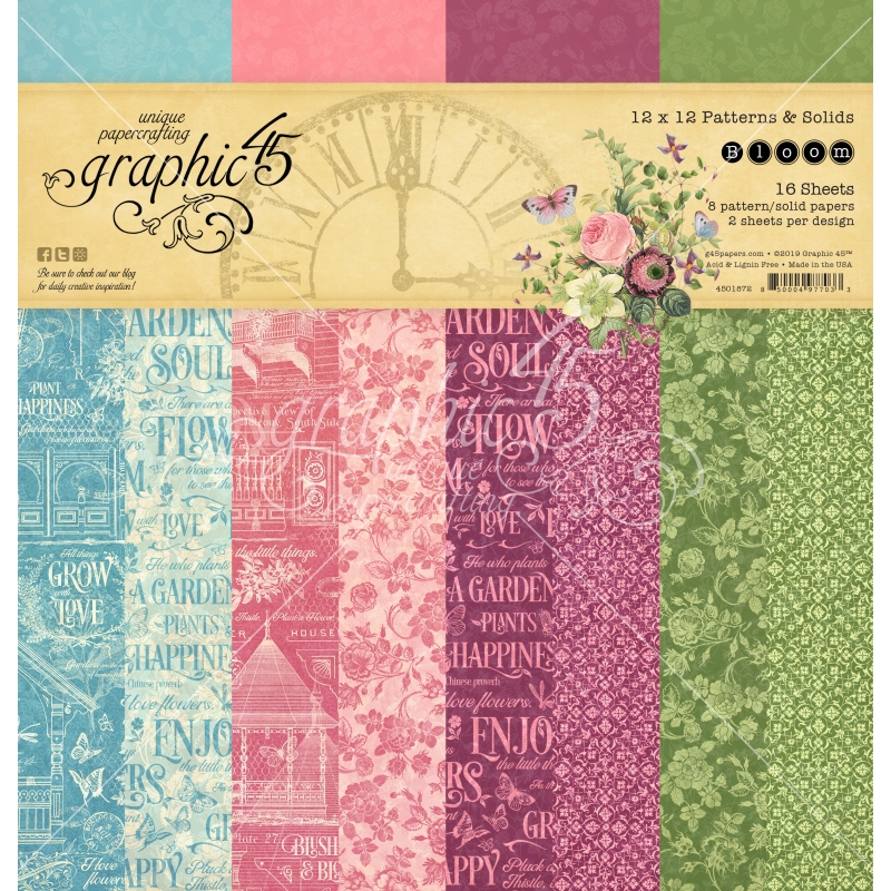 Graphic 45 - Bloom 12"x12" Patterns & Solid Pad