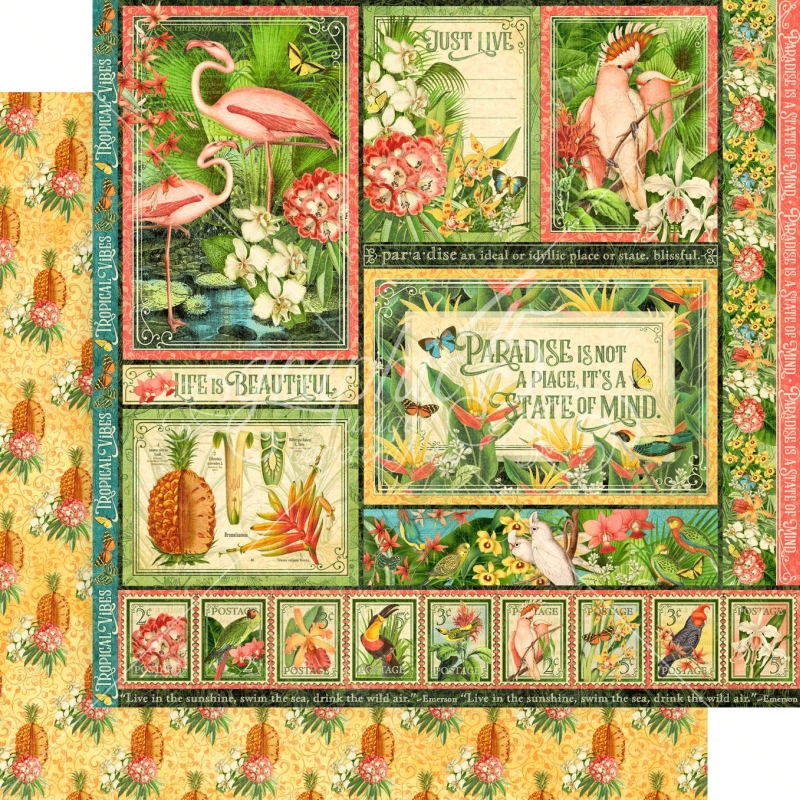 Graphic 45 - Lost in Paradise - Exotic Panorama 12"x12" Paper (x5 Sheets)