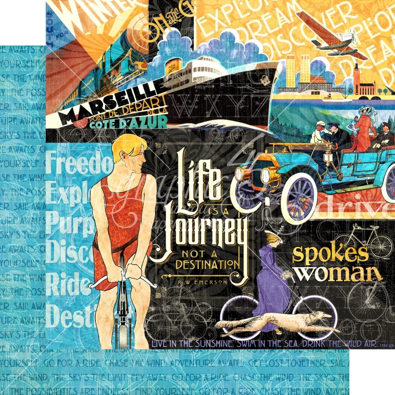 Graphic 45 - Life's A Journey 12"x12" Paper (x5 Sheets)