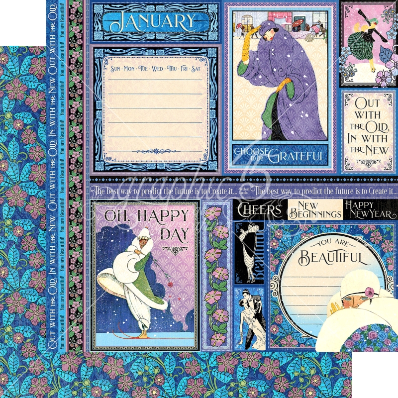 Graphic 45 - Fashion Forward - January 12"x12" Paper (x5 Sheets)