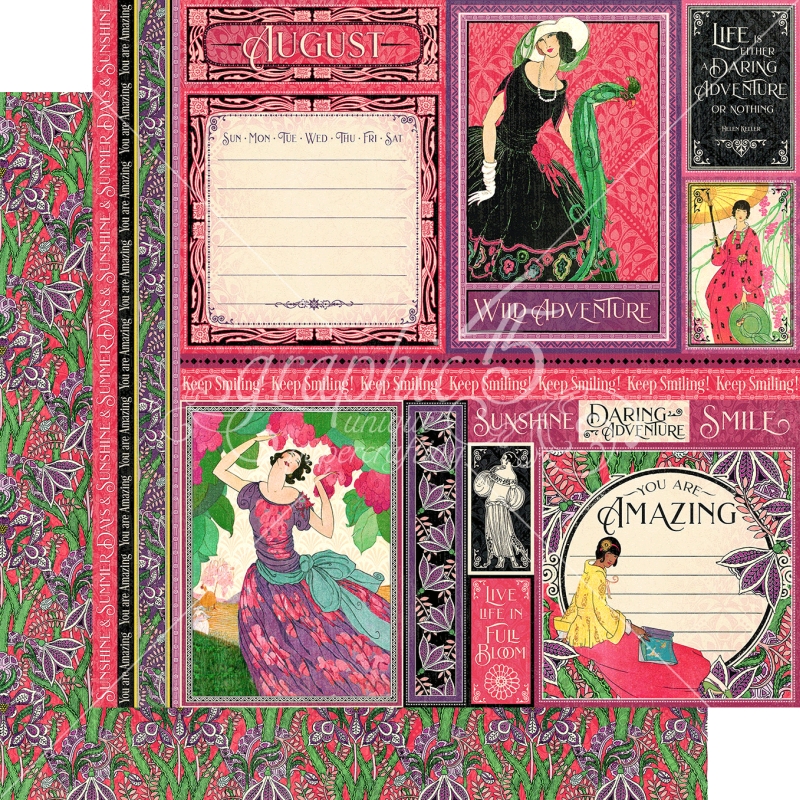 Graphic 45 - Fashion Forward - August 12"x12" Paper (x5 Sheets)