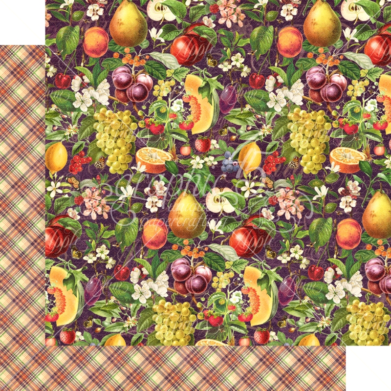 Graphic 45 - Fruit and Flora - Abundant Harvest 12"x12" Paper (x5 Sheets)