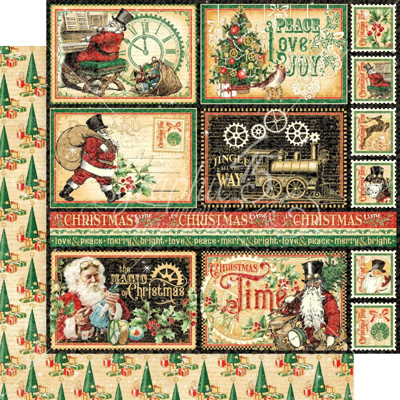 Graphic 45 - Christmas Time - North Pole Express 12"x12" Paper (x5 Sheets)