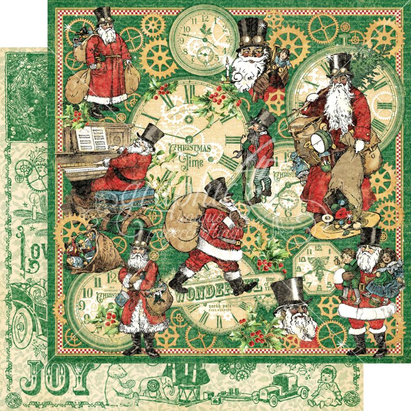 Graphic 45 - Christmas Time - Here Comes Santa Clause 12"x12" Paper (x5 Sheets)