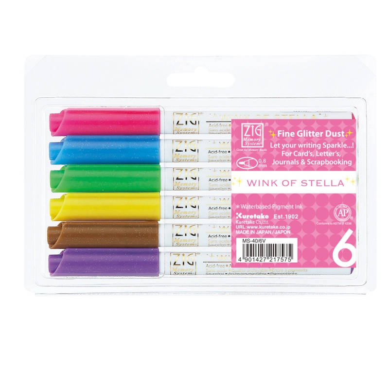 Wink of Stella Real Glitter Markers Set 6 (x6 colours)