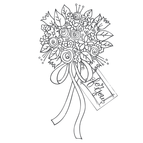 Spellbinders Flower Bouquet Rubber Stamp