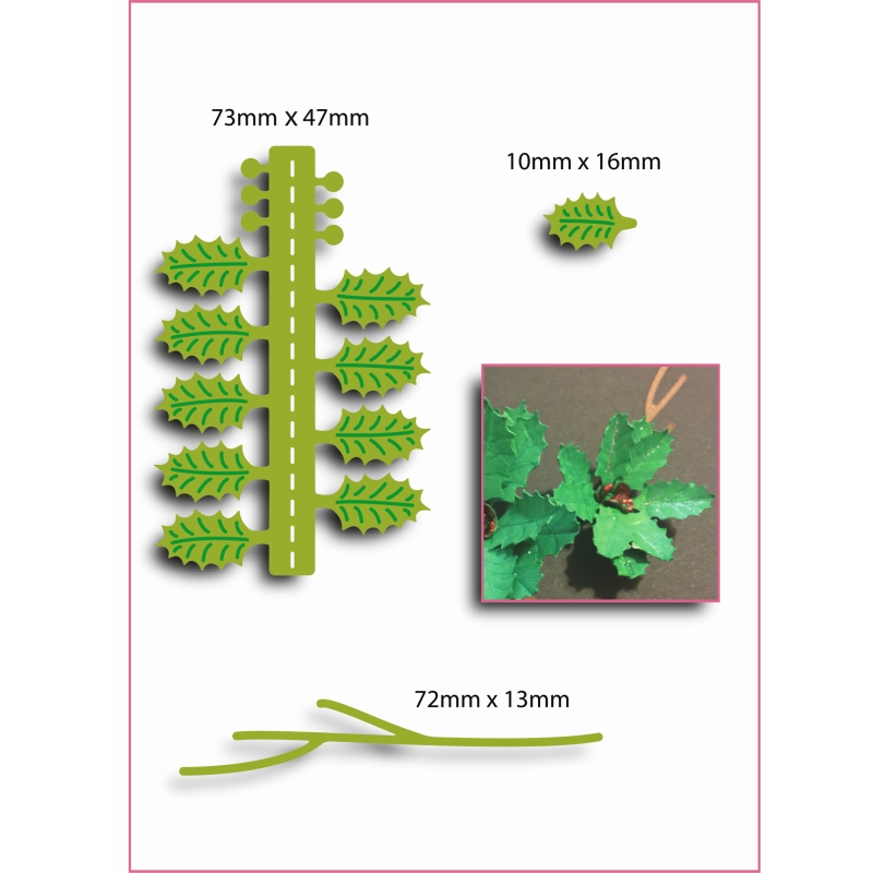 Sharon Callis Holly Sprig (Small) - Christmas Flowers & Foliage Collection