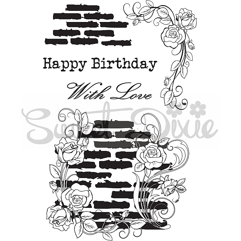 Sweet Dixie Wall Flowers Happy Birthday stamp set