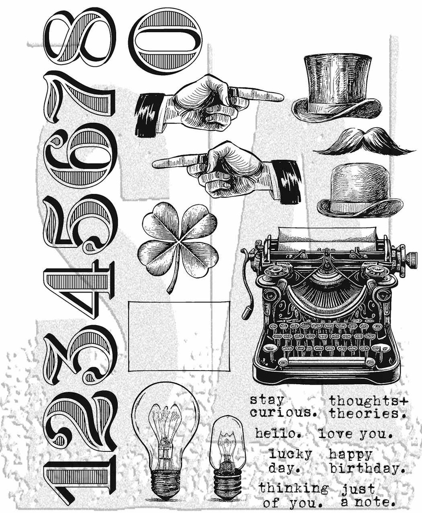 Tim Holtz - Stampers Anonymous Cling Stamps - Curiosity Shop