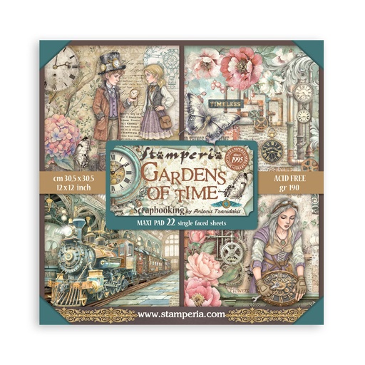 Stamperia - Gardens of Time - 12"x12" Single Faced Scrapbooking Pad 