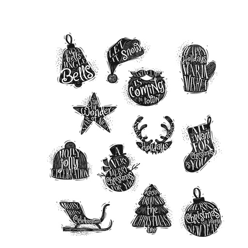 Tim Holtz - Stampers Anonymous Cling Stamps - Mini Carved Christmas