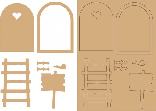 Pronty Crafts - MDF Fairy Door, Ladder & Sign