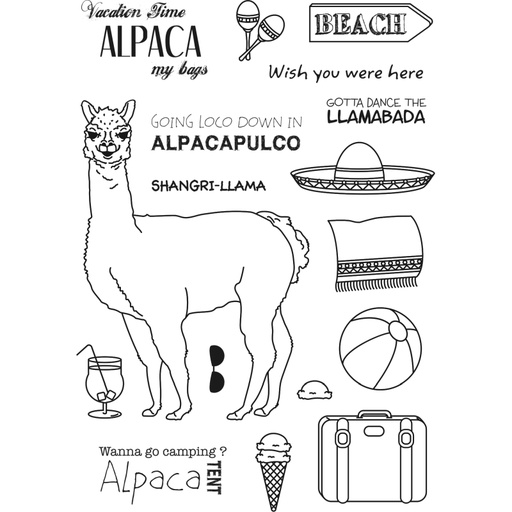 Sweet Dixie Llama Vacation Alpaca stamp set by Sharon Callis