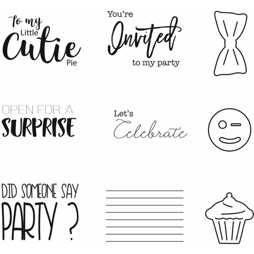 Sweet Dixie Party Time stamp set - Designed & Sized for Mini Dies SDD393 to SDD416