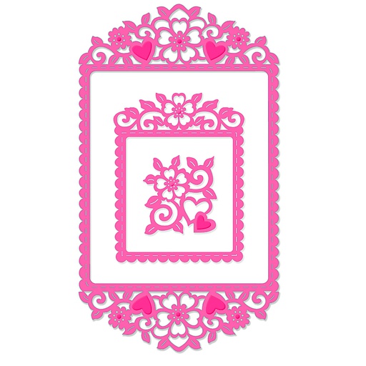 Sweet Dixie Heart & Flowers Frame die set